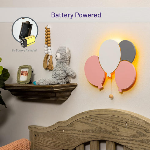 17.7 11.2 1.5-in Lumipets Lighted Balloons, Nursery Night Light, Wall Mounted Lighted, Battery Operated Cloud Light