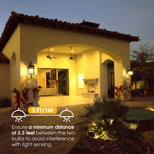Dusk to Dawn LED Yellow Bug Light Bulb, 6W (40W Equivalent), E26 Base, Auto On/Off, 2 Pack for Outdoor Porch Lights