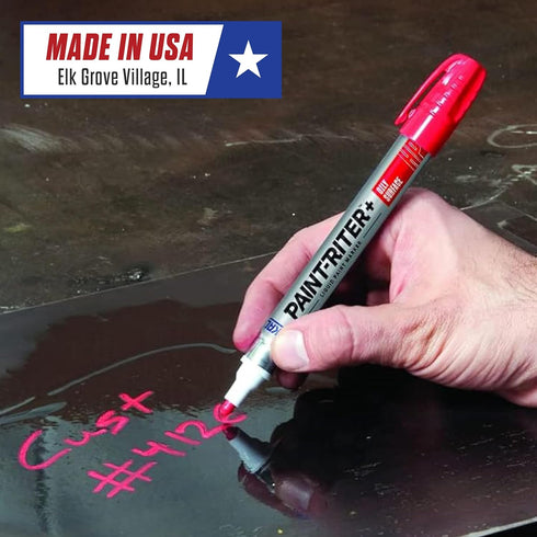 Markal 96962 Paint-Riter+ Liquid Paint Marker, Oily Surface, Bold Mark Size 1.8", Red, 12-Pack