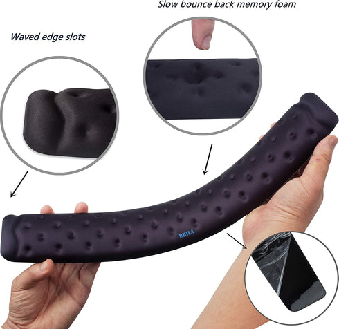 BRILA Keyboard Wrist Rest Support Cushion Pad for Computer, Laptop, Office Work, PC Gaming - Memory Foam Gel