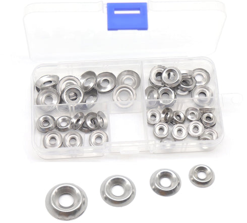 cSeao 110pcs Stainless Steel Finishing Cup Countersunk Washers Assortment Kit - 6#/8#/10#/12#