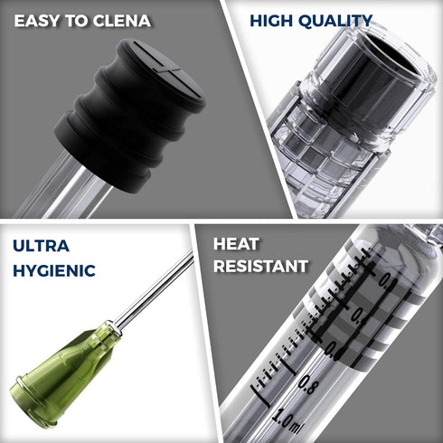 10 Pack Borosilicate Glass Luer Lock Syringe, 1ml Reusable Glass Syringes for Arts, Crafts, Lab, Thick Liquids