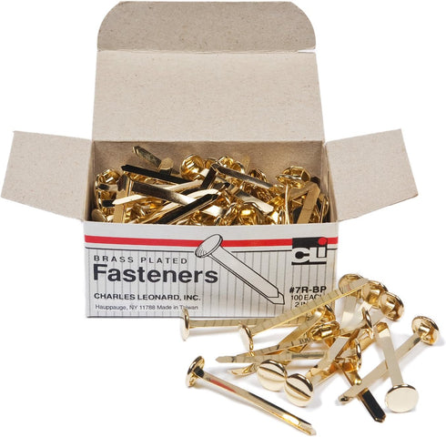 Charles Leonard Fasteners, Round Head, Brass Plated, 2 Inch Shank, 12 MM Head, 100-Pack (7R-BP) by Charles Leonard