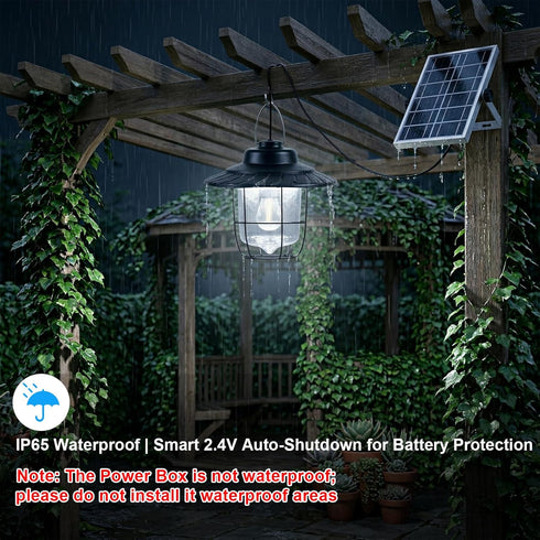 IP65 Sumaote Solar Shed Light Indoor Outdoor, Warm White & Cool White Pendant Light with Pull String, Waterproof Solar