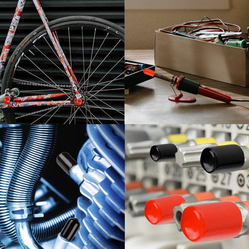 300 Pieces Rubber End Caps - Vinyl End Caps Black and Red Screw Bolt Protectors in 9 Sizes from 0.08 to 0.8 Inch