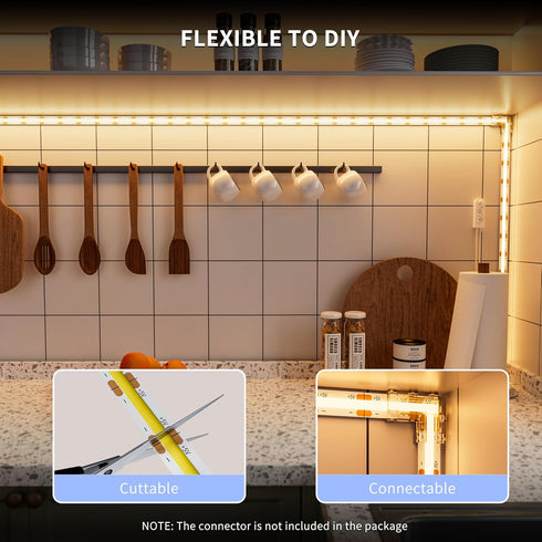 Sensor,5V 2700K Dimmable Activated,Bedroom,Cabinets,Kitchen,Stairs,Closet PAUTIX Dotless LED Lights,COB LED Strip