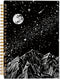 Mountains Moon Celestial Starry Night Notebook, Boho Dark Aesthetic Journal, Black and White Spiral Notebook 5.5x8.3