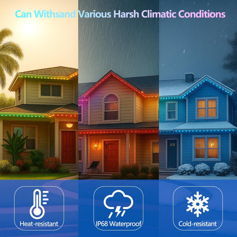 MANDSARY 50ft 30 16 IP68 Permanent Outdoor Lights, LED Eaves Light with LED Lights Support App & Remote Control