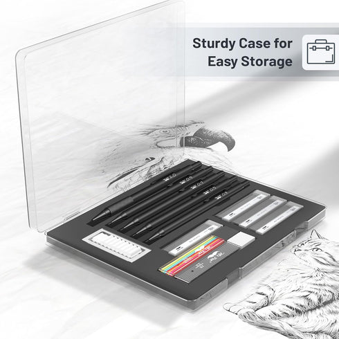 Mr. Pen Metal Mechanical Pencil Set with Lead and Eraser Refills, 5 Sizes, Black, Drawing Mechanical Pencils