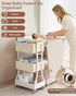 Ornestia 2In1 Baby Diaper Caddy Organizer Cart- Rolling Diaper Cart with Detachable Dividers-Baby Essentials Nursery