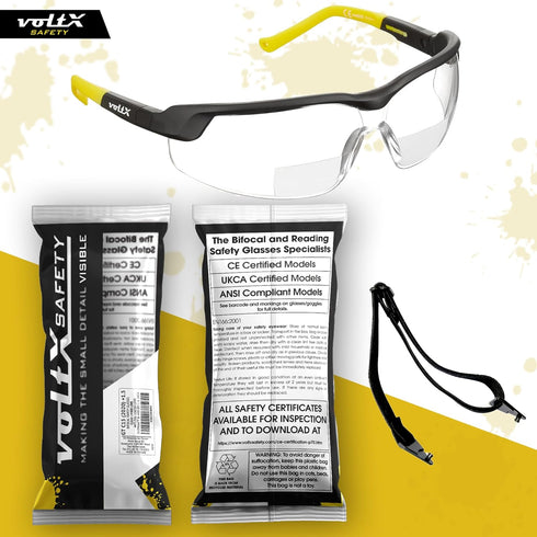 voltX GT ADJUSTABLE Bifocal Reading Safety Glasses (Clear Lens +1.5) - Anti-Fog, UV400, Scratch Resistant, Adjustable