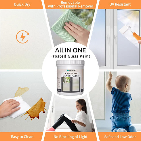 35oz Frosted Glass Paint Kit, Window Privacy Film Paint, Water-Based, Waterproof & UV Resistant, Frosted Glass Spray