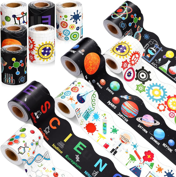 Tenceur 6 Rolls 160 ft Colorful Scalloped Classroom Borders for Bulletin Board Decoration Chalkboard Trim