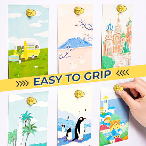 VNDUEEY 20 Pcs Refrigerator Magnets, Gold Metal Push Pin Magnets, Small Strong Magnets for Whiteboard, Fridge Magnets, Office Magnets, Classroom Magnets, Map Magnets