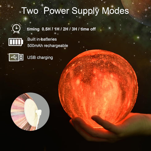 5.9 inch 16 Galaxy Moon Lamp Remote & Touch Control Colors LED Night Light Rechargeable Globe Light as Gifts Decor