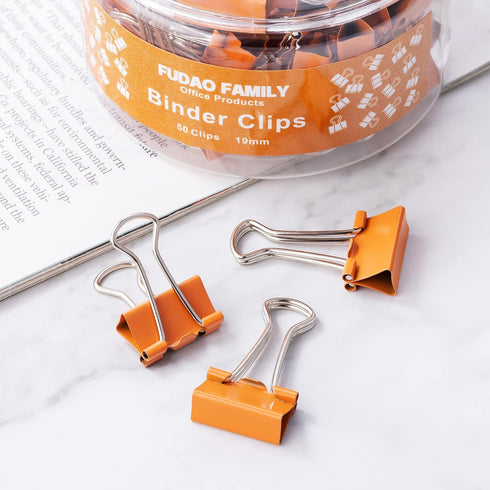 Small Binder Clips, 3/4 Inch (19mm) - 50 Pack Mini Binder Clips (Orange)