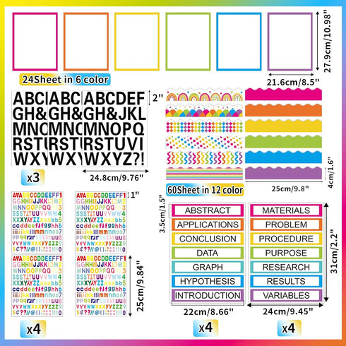 Aurtho 99 60 24 8 7 Pcs Science Fair Board Supplies Trim Scalloped Bulletin Board Borders Presentation Subtitles