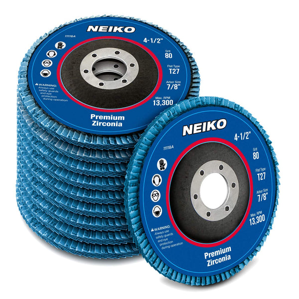 NEIKO 11116A 10 Pack 4-1/2" Zirconia Flap Discs, 40 Grit Flapper Wheel for Angle Grinder, 7/8" Arbor