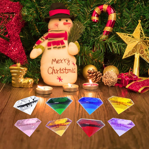 LONGWIN 30mm Crystal Diamond Paperweight, Multicolor Pirate Gems Birthstone Table Decorations