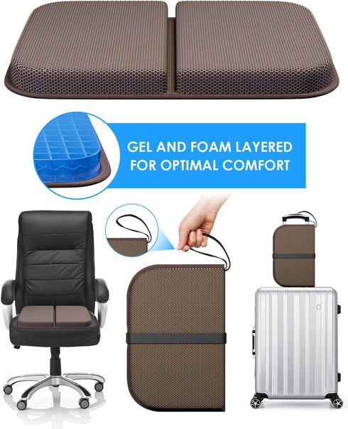 WISIMMALL 14.5" 10.5" Tailbone Gel Seat Cushion Portable Massage Travel Cushions, x Thick Foldable Seat Cushion for Car