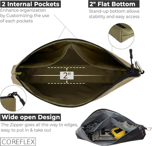 3 Pack Premium Tool Pouch Zipper Bag, 12inch Multipurpose Storage Pouch for Tools, Gadgets, and Travel