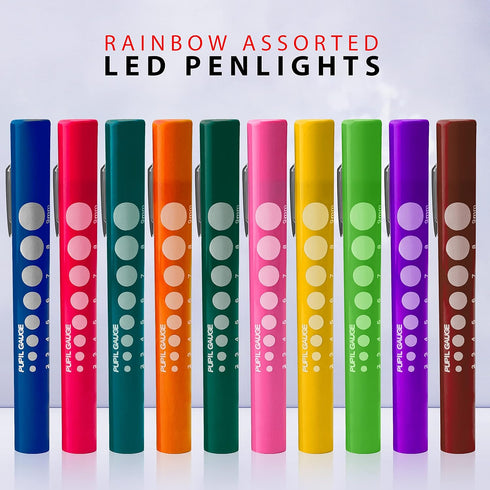 20pc Set, SURGICAL ONLINE Professional EMT Trauma Shears and LED Penlights for Nurses, Doctors, Paramedics - Rainbow