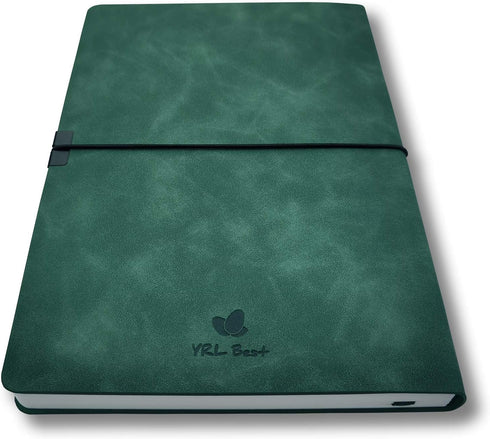 Writing Journal Notebook, A5 5.8x8.3”, College Ruled/Lined, Premium Faux Leather Soft Cover, Green, Inner Pocket,