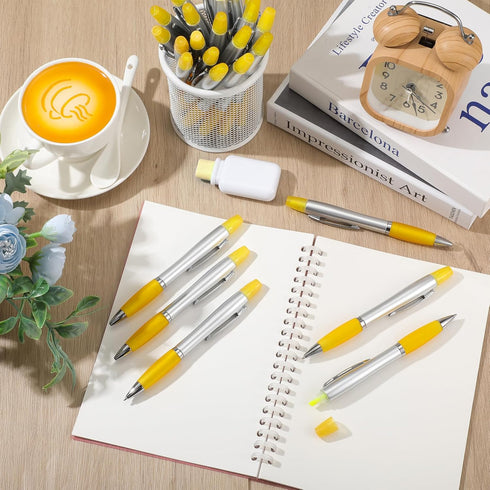 Colarr 30 Pcs Highlighter with Ballpoint Pen Combo, Chisel Tips for Student Office Writing, Coloring, Underlining