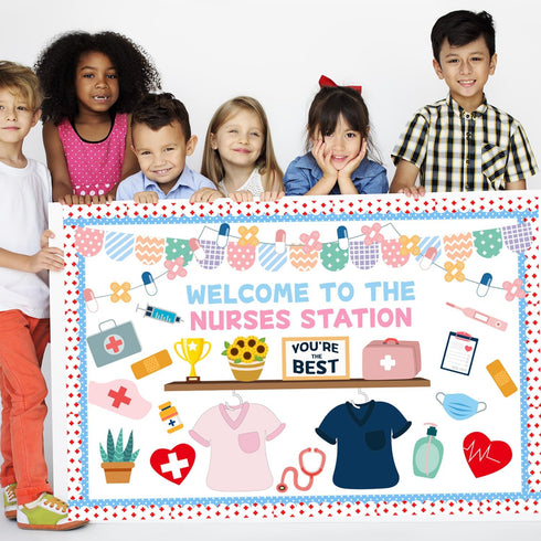 Joffetii 79Pcs Set School Nurse Bulletin Board Decorations Welcome Back to School Classroom Decorations Kit Nurse