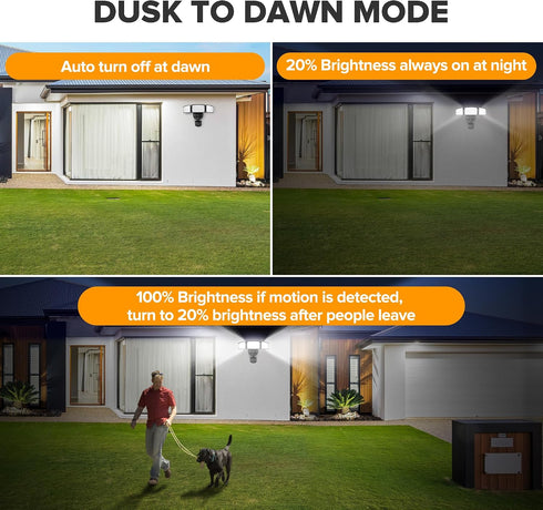 49W 5000K IP65 3 UME LED Security Lights Motion Sensor Light Outdoor, Daylight, Waterproof, Dusk to Dawn, Head Motion