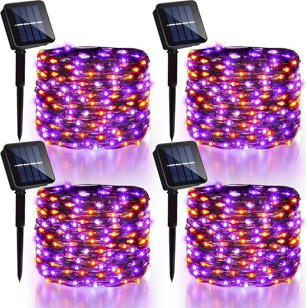 4 Pack Halloween Solar Fairy Lights 131.2Ft 400 LEDs Outdoor Twinkle Lights