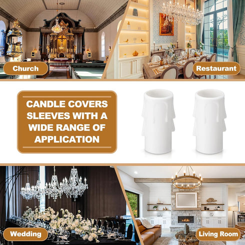 2 Inch 12Pcs E12 Bulb PATIKIL Tall Candle Covers Sleeves, Plastic Chandelier Socket Sleeves Drip Candle Socket Covers