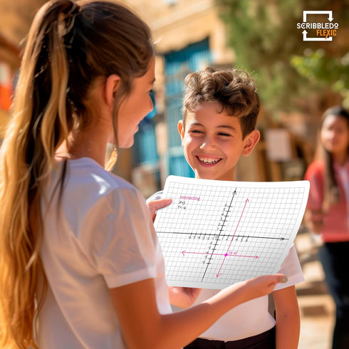 SCRIBBLEDO XY Graph Dry Erase Sheets, 9”x12” Math Practice Small White Board, Pack of 10