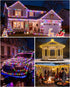 66Ft 200LED 1800mAh 19 IP67 ICRGB Solar Rope Lights Outdoor, Christmas String Lights with Remote, Type C, Modes