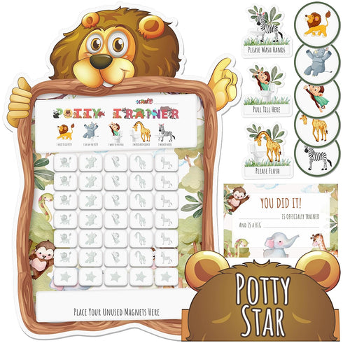 N&G NEW GENERATION LLC Potty Training Chart for Toddlers Boys and Girls, Safari Potty Training Sticker