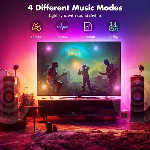 37-70in Maylit ICRGB TV LED Backlight, App Control Lights for Monitor, Music Sync Color Changing Strip Lights for Home