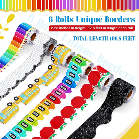 6 196.8 TaoBary Rolls ft Back to School Bulletin Board Borders First Day of School Classroom Borders for Bulletin Board