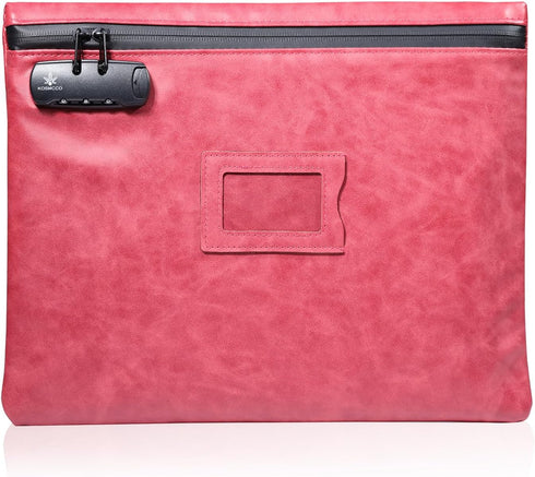 Notary Bag with Lock, Heavy Duty 13.6 x 10 Inches Ruby Red Supply Bag for Notary Journal, Stamp, Ink Pad, and Valuables