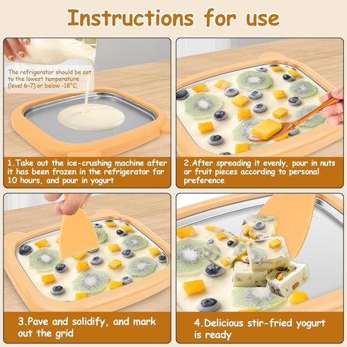 Hevtsde 2 Frozen Rolled Maker Portable Stainless Steel Instant Pan Roll Maker with Spatula and Lid for Homemade Gelato