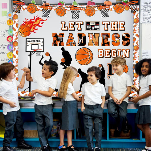 gisgfim Basketball Bulletin Board Decoration Set, Background Paper & Borders for Classroom School Game Craft