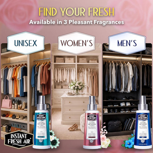 Clothes Freshener Spray & Deodorizer Odor Eliminator - Works Instantly with Noxban - Fine Fragrance Fabric Refresher