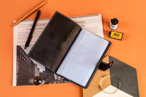 lizimandu Business Card Holder Book - PU Leather Organization Binder for Men & Women, Holds Up to 96 Cards (1-Black)
