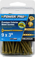 Power Pro 42482 Wood Screws, 9" x 3", Coarse Thread, Epoxy Coated, Outdoor Rust Resistant, Bronze, 50pcs Pack