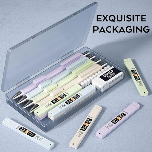 Nicpro 4PCS Pastel Mechanical Pencil 0.5mm, Cute Fast Click Set with 100PCS HB Lead Refills