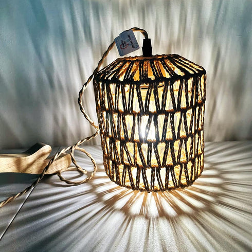 Frideko Rattan Wall Lamp with Plug in Cord Hand Woven Plug in Wall Sconces Paper Rope Wall Light Farmhouse Wall Sconce
