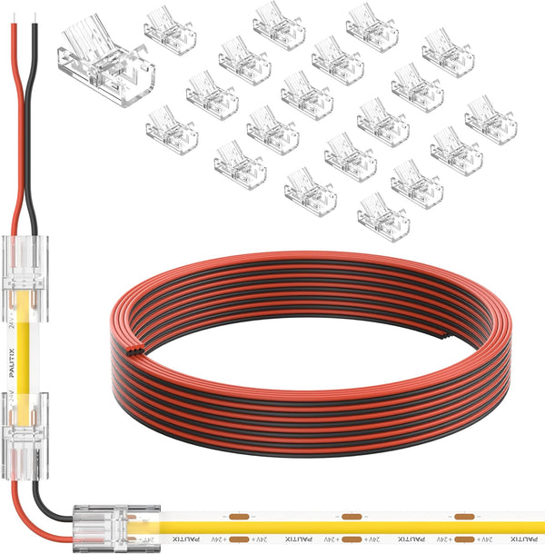PAUTIX COB LED Connectors for 8mm 2-Pin COB LED Strip Lights,20pcs Strip