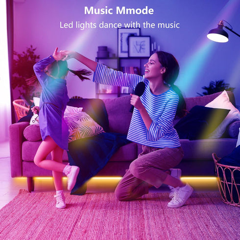 Ledagic 100ft (1 100ft) 60 Led Lights for Bedroom Rolls of Music Sync Color Changing Led Strip Lights with Key Remote