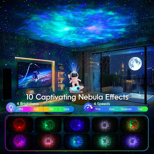 FlyEagle Astronaut Galaxy Projector, Star Nebula Projector with Rocket Lamp, Night Lights LED Star Projectors