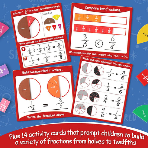 Set Torlam Magnetic Fraction Tiles & Fraction Circles Activity - Math Manipulatives for Elementary School - Fraction