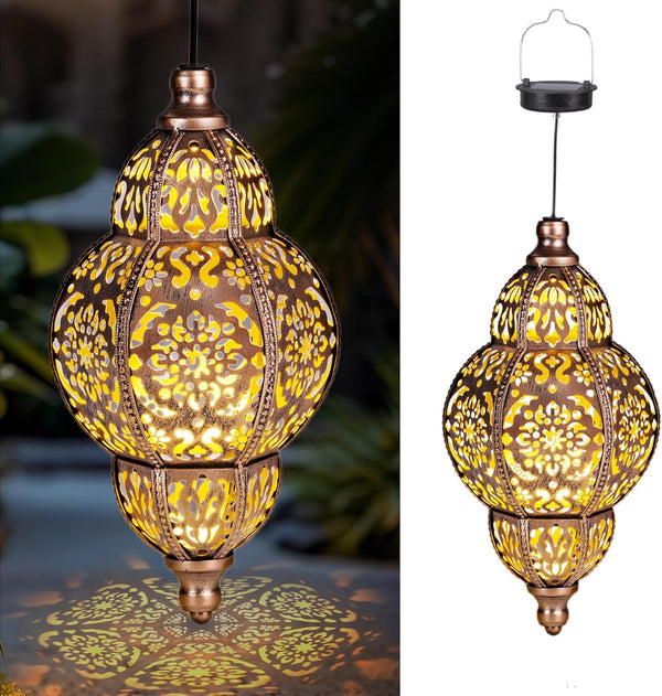 Solar Lanterns,Outdoor Garden Decor Solar Lantern Metal Moroccan Chandelier Gardening Decorative,Outside Hanging